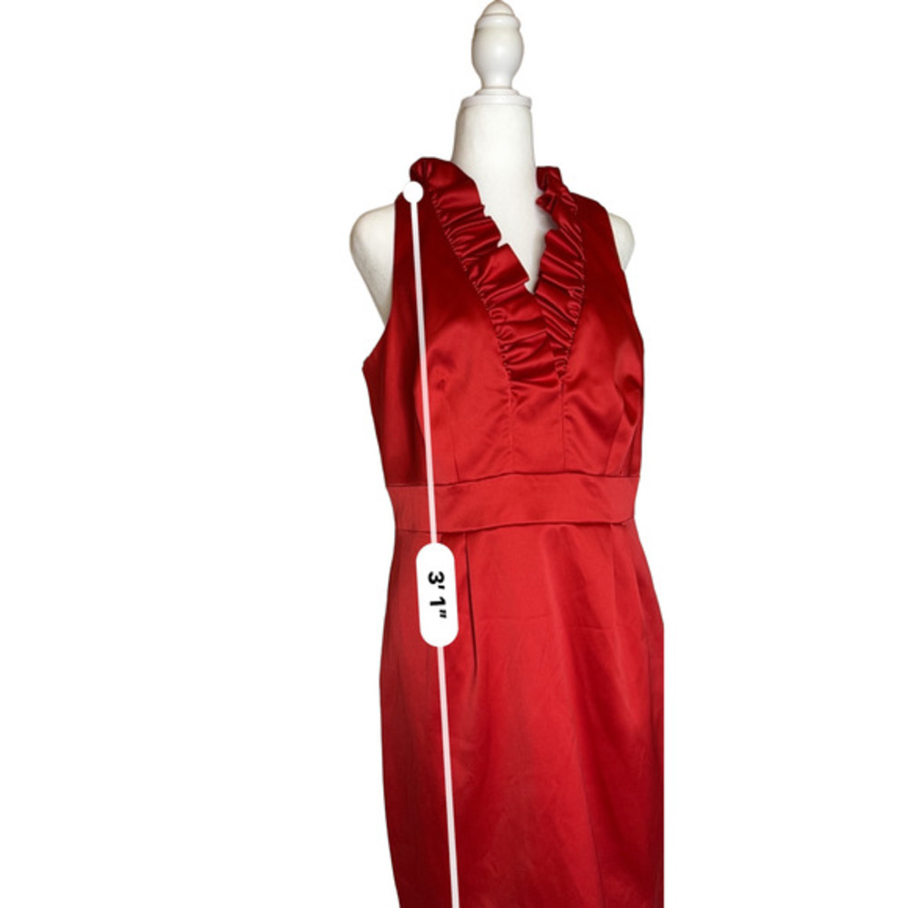 Taylor‎ Red Fully Lined Party Dress Size 14 Ruffle Collar - Picture 4 of 9